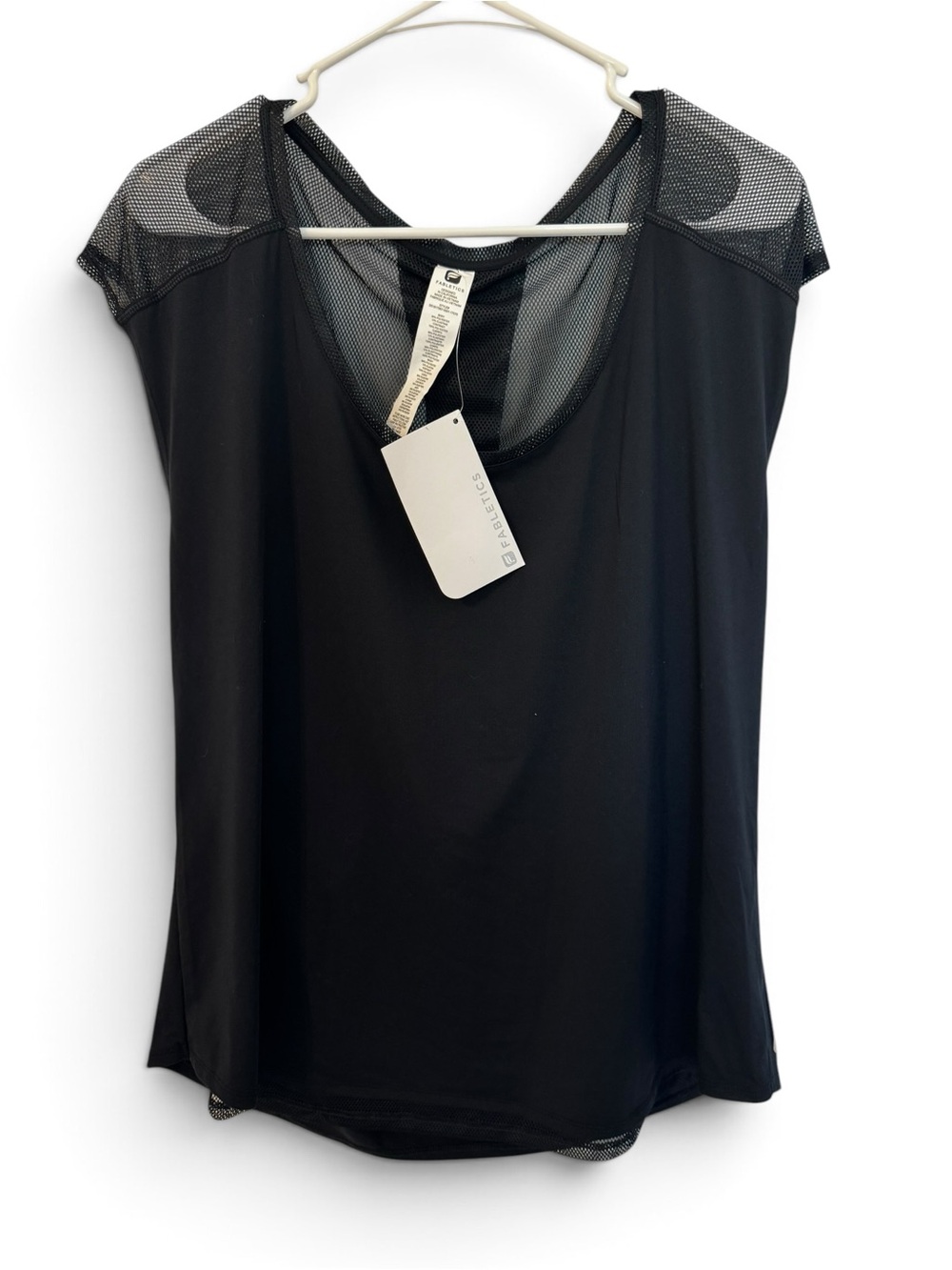 NWT Fabletics Vanessa Top Mesh Back Panel Black Activewear Size XXL